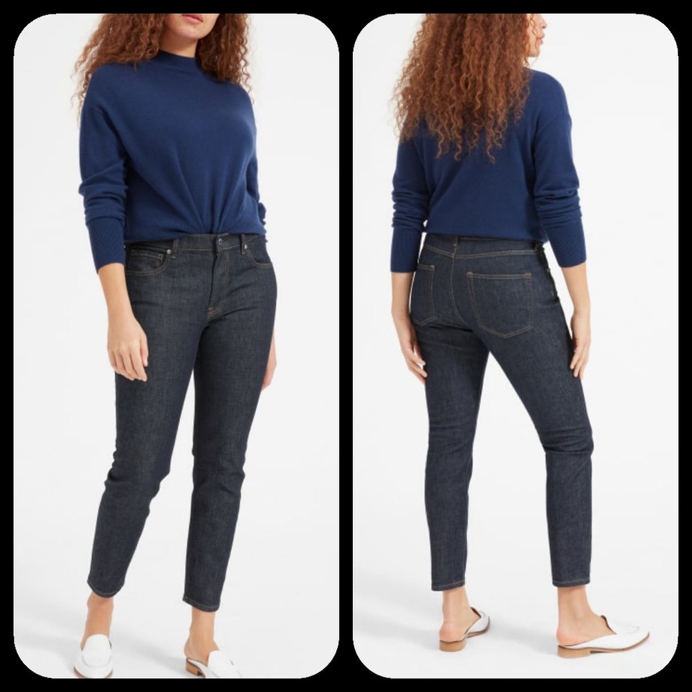 Everlane Mid Rise Skinny slim straight Jeans Dark Indigo nwt 26 sustainable